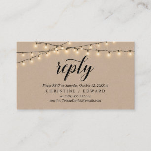 String Lights Kraft、Black Script、RSVP応答 エンクロージャーカード