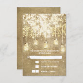 String lights mason jars wedding RSVPカード (正面/裏面)
