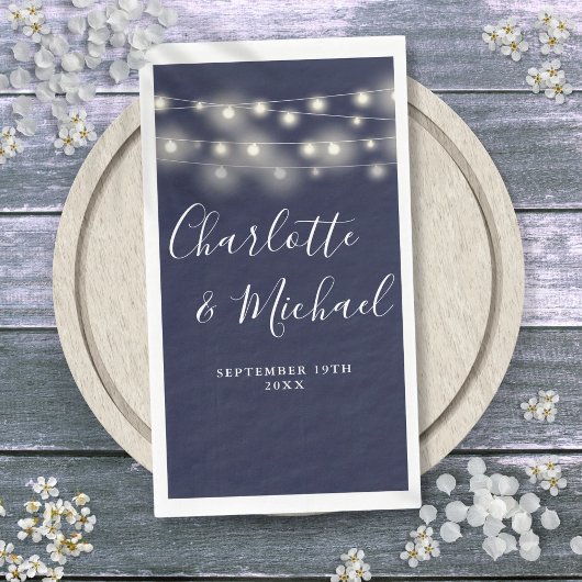 String Lights Navy Blue Signature Script 結婚's