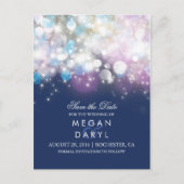 String lights navy rustic日付を保存 案内ポストカード (正面)