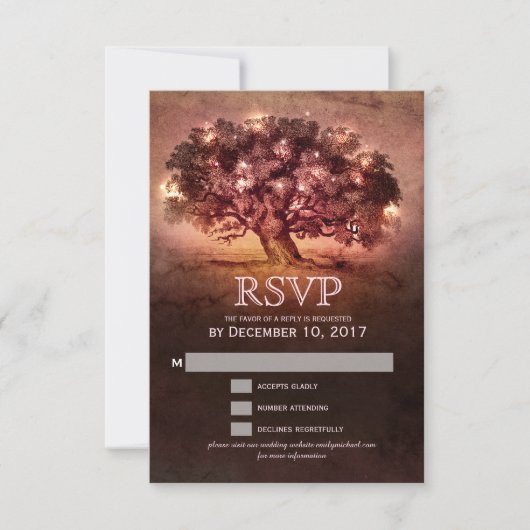 String Lights Oak Tree Country Eweding RSVP (正面)