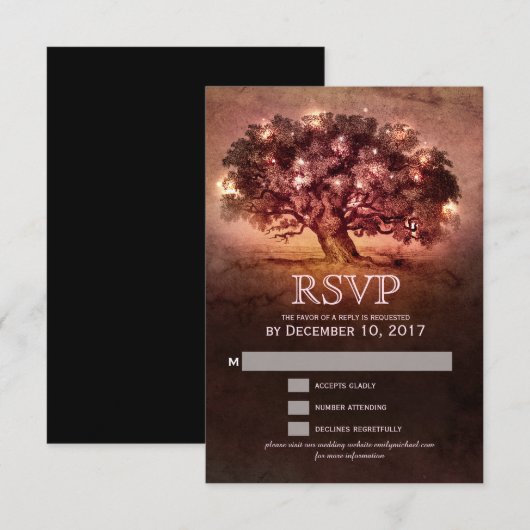 String Lights Oak Tree Country Eweding RSVP (正面/裏面)