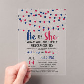 String Lights Of July Gender Revealパーティー アクリル招待状 (インサイチュ (ポータブル))