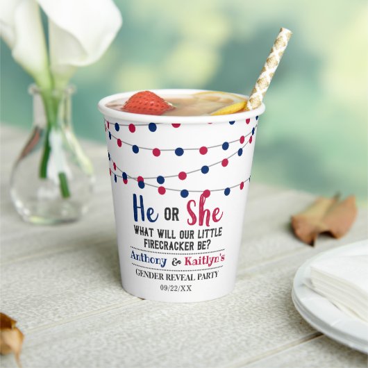String Lights Of July Gender Revealパーティー 紙コップ (インサイチュ)
