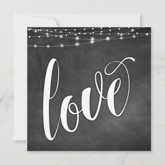 String Lights on Chalkboardタイポグラフィ結婚ズ 招待状 (裏面)
