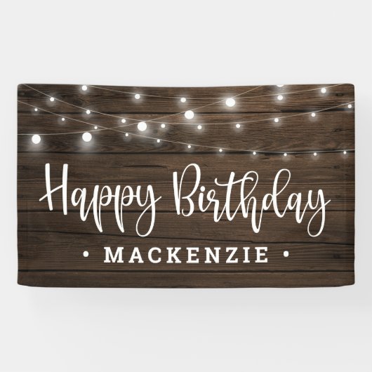 String Lights on Wood素朴誕生日 横断幕 (横)