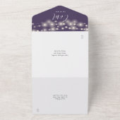 String Lights Purple Script QR Code 結婚's オールインワン招待状 (外側)
