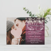 String Lights Red Photo 素朴 All In One 結婚's 招待状 (スタンド正面)