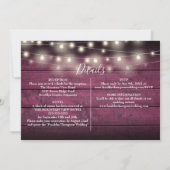 String Lights Red Photo 素朴 All In One 結婚's 招待状 (裏面)