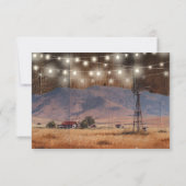 String Lights Rustic Barn Wood Western Wedding 出欠カード (裏面)