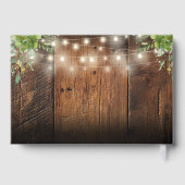 String Lights Rustic  Wood Greenery Wedding ゲストブック (裏面)