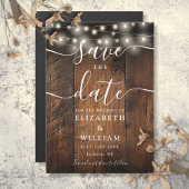 String Lights Rustic Wood Wedding Save The Date マグネット招待状