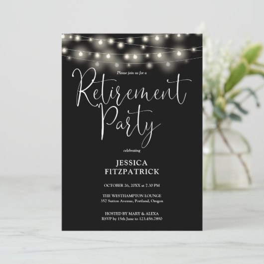 String Lights Script Photo Retirement Party 招待状 (スタンド正面)