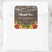 String Lights & Sunflowers 素朴 Thank You スクエアシール (バッグ)