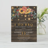 String Lights Sunflowers I DO BBQ Coolds Shower 招待状 (スタンド正面)