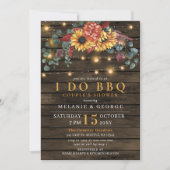 String Lights Sunflowers I DO BBQ Coolds Shower 招待状 (正面)