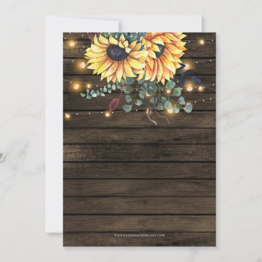 String Lights Sunflowers I DO BBQ Coolds Shower 招待状 (裏面)