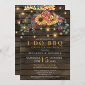 String Lights Sunflowers I DO BBQ Coolds Shower 招待状 (正面/裏面)