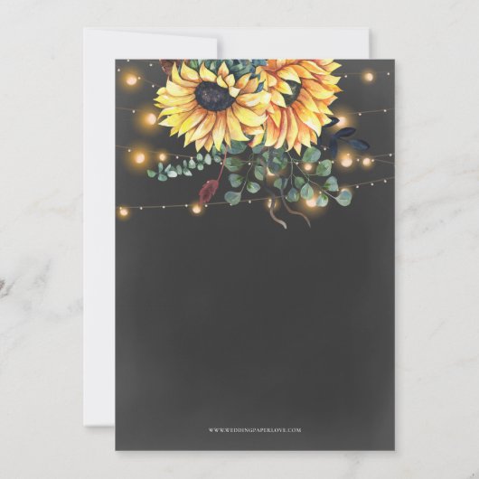 String Lights Sunflowers I DO BBQ Coolds Shower 招待状 (裏面)