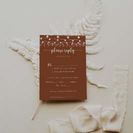 String Lights Terracottaの結婚メニュー選択RSVP 出欠カード
