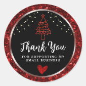 String Lights Thank you Black and Red ラウンドシール (正面)