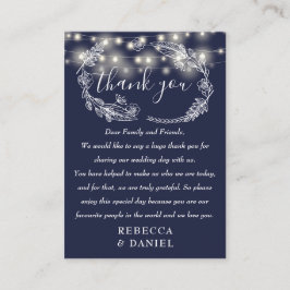 String Lights Thank You Navy 結婚 Blue's プレイスカード