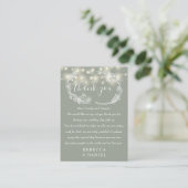 String Lights Thank You Sage Green 結婚's プレイスカード (スタンド正面)