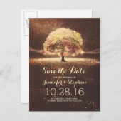 String lights tree romantic日付はがきを保存 案内ポストカード (正面/裏面)