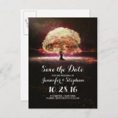 String lights tree romantic日付はがきを保存 案内ポストカード (正面/裏面)