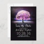 String lights tree romantic日付はがきを保存 案内ポストカード (正面/裏面)