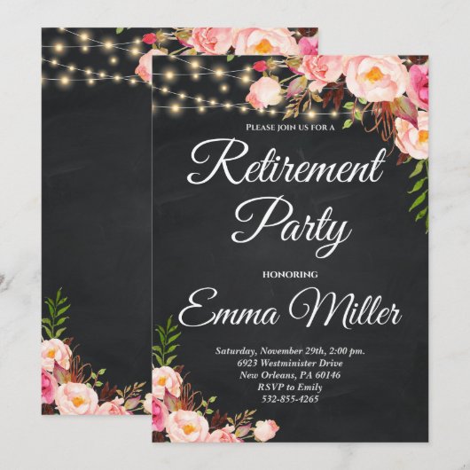 String Lights, Women's Retialパーティー 招待状 (正面/裏面)