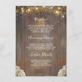 String Lights Woodの結婚素朴詳細 エンクロージャーカード (正面)