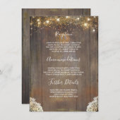 String Lights Woodの結婚素朴詳細 エンクロージャーカード (正面/裏面)