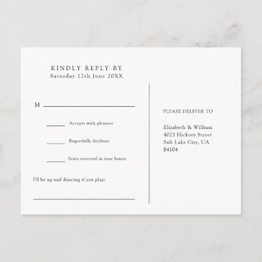 String Lights Wood Song Request RSVPポストカード インビテーションポストカード (裏面)