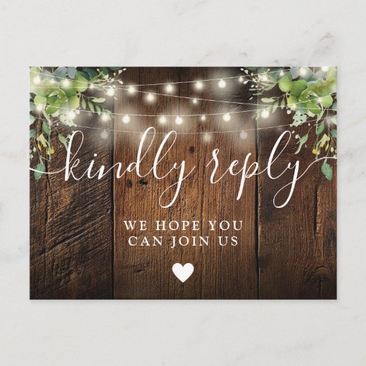 String Lights Wood Song Request RSVPポストカード インビテーションポストカード (正面)