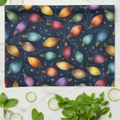 String Of Colorful Christmas Lights  キッチンタオル (折り畳み)