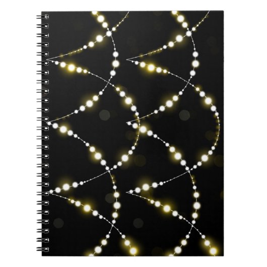 String of Glowing Lights on Black ノートブック (正面)