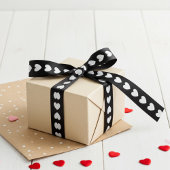 String of Hearts in Black and White Ribbon サテンリボン