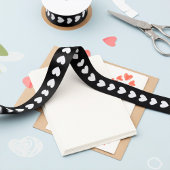 String of Hearts in Black and White Ribbon サテンリボン