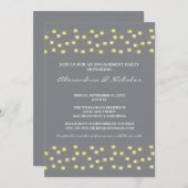 String of Lights婚約パーティ招待状(グレー) 招待状 (正面/裏面)