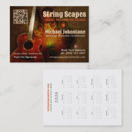String Scapes Music Guitar Art、カレンダーQRコード付き 名刺