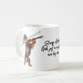 Strings Attached Wirehaired Dachshund and Violin コーヒーマグカップ (正面左)