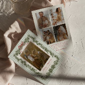Stripe and Bow Christmas Photo Card Sage シーズンカード