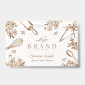 Stripe Baking Utensil Pastry Cake Bakery Shop Logo バッジ (Front)