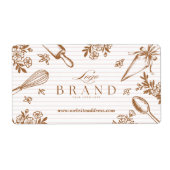 Stripe Baking Utensil Pastry Cake Bakery Shop Logo ラベル (正面)