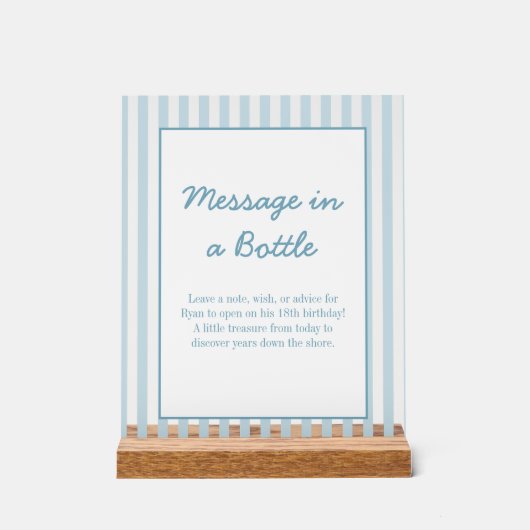 Stripe Beach Club Message In a Bottle keepsake  アクリルサイン (正面)