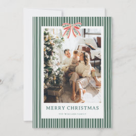 Stripe Bow Vintage Christmas Photo Holiday Card シーズンカード