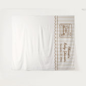 Stripe Bun in the Oven Baby Shower Backdrop タペストリー (正面(横))