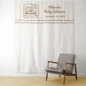 Stripe Bun in the Oven Baby Shower Backdrop タペストリー (インサイチュ)