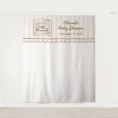Stripe Bun in the Oven Baby Shower Backdrop タペストリー (正面)
